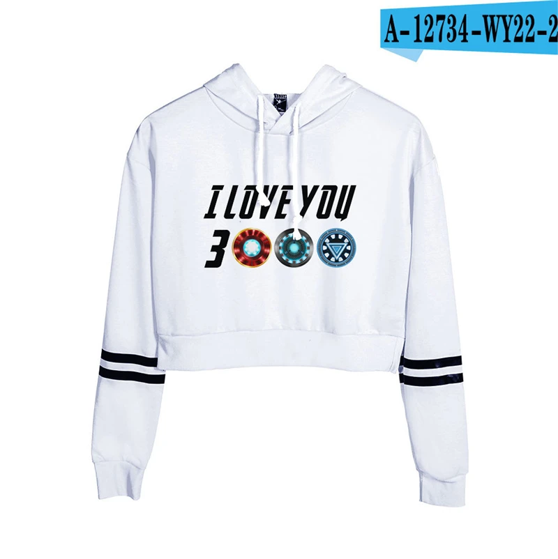 I Love You 3000 Times Cropped Sweathshirt Tony Stark Iron Man Superohero Crop Top High Waist Cotton Moletom Hooded Girls Causal I Love You 3000 Times Cropped Sweathshirt Tony Stark Iron Man Superohero Crop Top High Waist Cotton Moletom Hooded Girls Causal