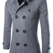 Высокое качество, шерстяное пальто для мужчин, британский стиль, двубортный, длинный, ветровка, куртка, Осень-зима, новое шерстяное пальто для мужчин, серый, черный, 4XL