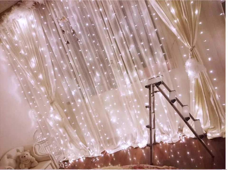 2x2 м 180 светодиодный сосулька занавес Фея свет шнура Рождественская огни на Новый год Свадьба домашний сад вечерние украшения