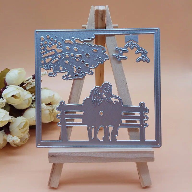 

LOVERS sitting Bench man and woman 2018 New Cutting Dies Scrapbooking Dies Metal Embossing Stamps and die for Card Making DIY