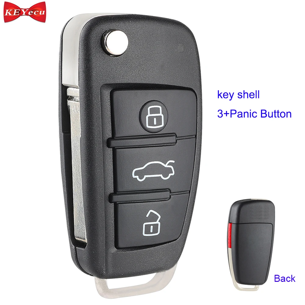 

KEYECU 2pcs for Audi A3 A4 A6 Q5 Q7 S5 S6 S8 Quattro TT Remote Car Key Shell Case Fob Housing Cover for MYT-4073A