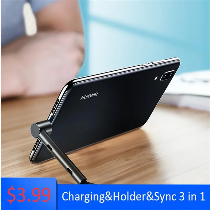

USB Type C Cable for Samsung Galaxy S9 S8 Plus,ROCK One Plus 1.2m USB C 2A Fast Charging Bracket Stand Holder USB Charger Cable