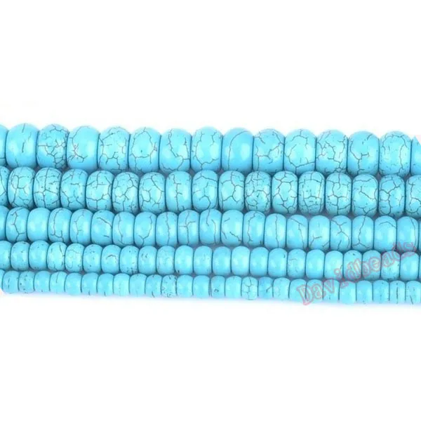 Цена Howlite Бирюзовый Рондель бусины 1" Strand 6 8 10 12 мм выбрать размер для изготовления ювелирных изделий