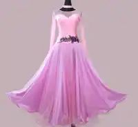 เต้นรำชุดการออกแบบใหม่ล่าสุดผู้หญิงโมเดิร์น Waltz เต้นจังหวะแทงโก้ชุดเต้นรำ/มาตรฐานห้องบอลรูมการแข่งขันเครื่องแต่งกายสีม่วง