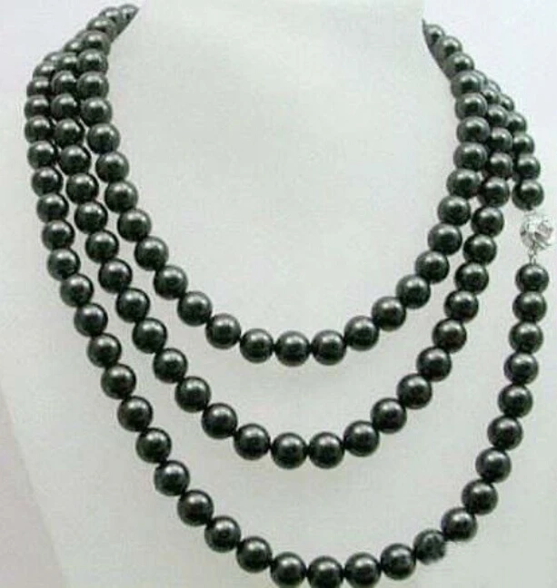 

FREE SHIPPING>>>@@ 2016 Charming 8-9 Black Akoya Cultured Pearl Necklace 48'' Women Girls Beads Natural Stones Fashion Jewelry M