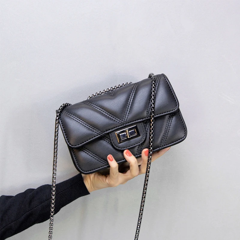 

FLAME HORSE PU Leather Crossbody Bags for Women Messenger Bags Chain Strap Shoulder Bag Lady Small Flap criss-cross Bag