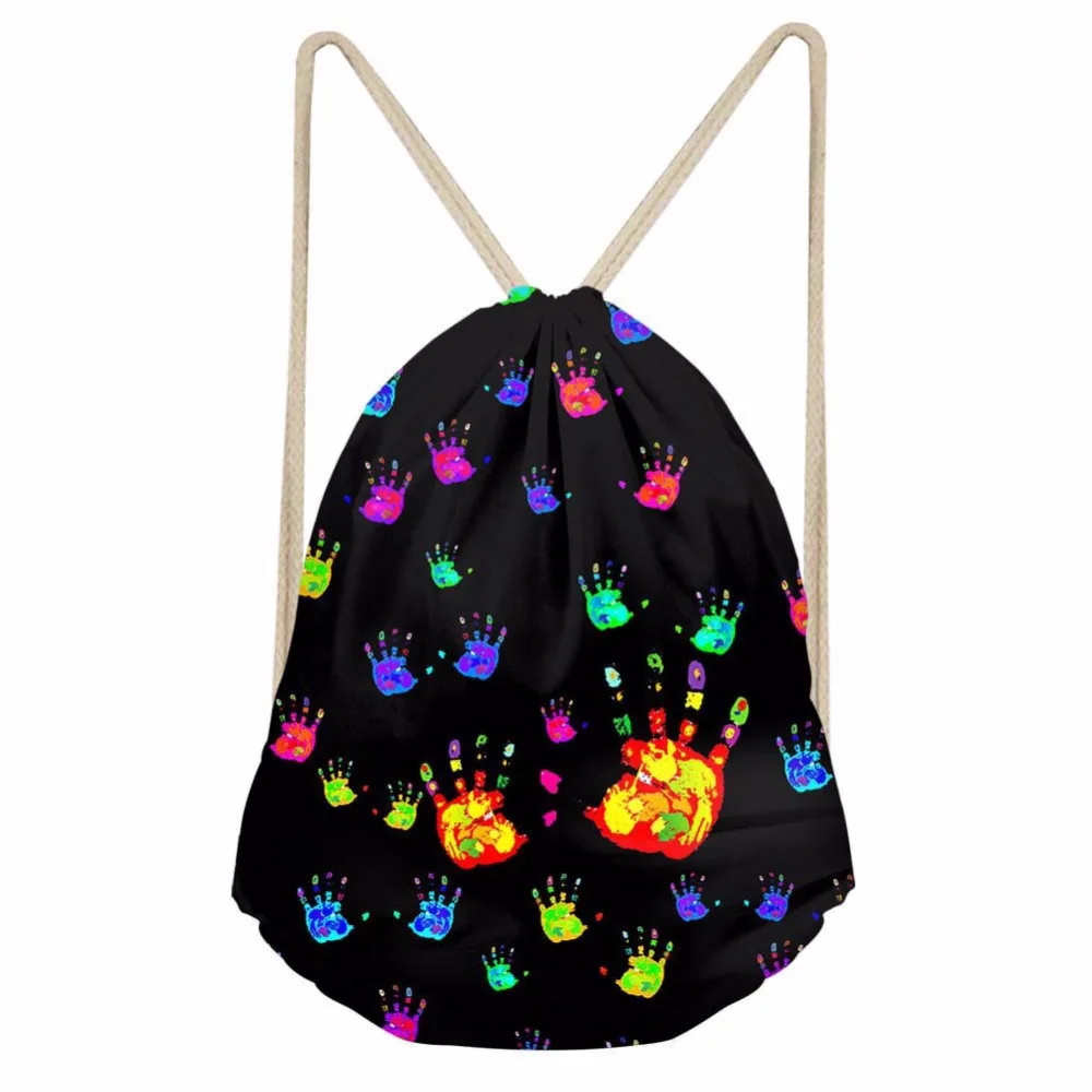 Noisydesigns Цвет Прекрасный Печать Drawstring Сумка Для женщин рюкзак Детская для девочек-подростков Cinch Mochila Escolar