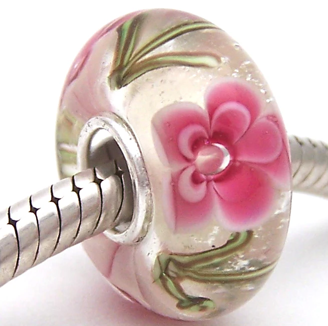 

PJG800 100% S925 Sterling Silver Beads Murano Glass beads Fit European Charms Bracelet charms diy jewelry Lampwork GlassBeads