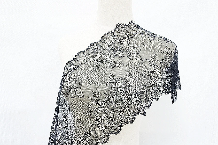 

3meters/lot 24cm Width LACE Black Fashion High Quality Handmade DIY Eyelash Lace Trimming,chantilly lace fabric X110