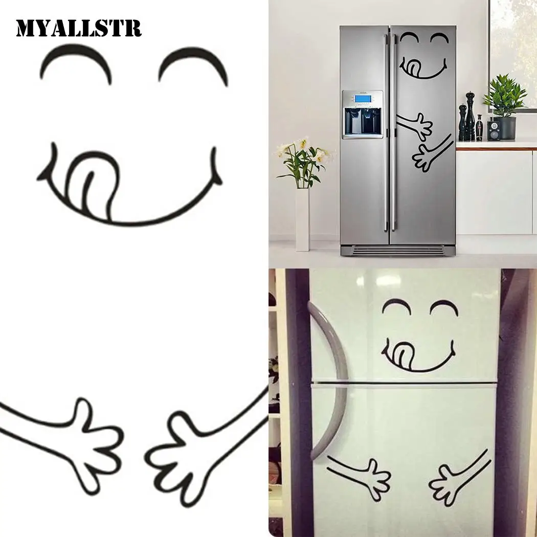 PVC Background Stickers New Smiley Modern Kitchen Refrigerator Prints Black Face Decoration PVC Background Stickers New Smiley Modern Kitchen Refrigerator Prints Black Face Decoration