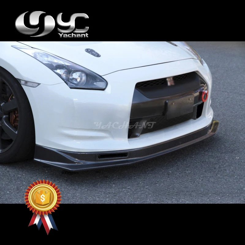 Car-Styling FRP Fiber Glass Front Bumper Lip Fit For 2008-2010 Nissan R35 GTR CBA KS Type 2 Style Front Lip with Air Duct