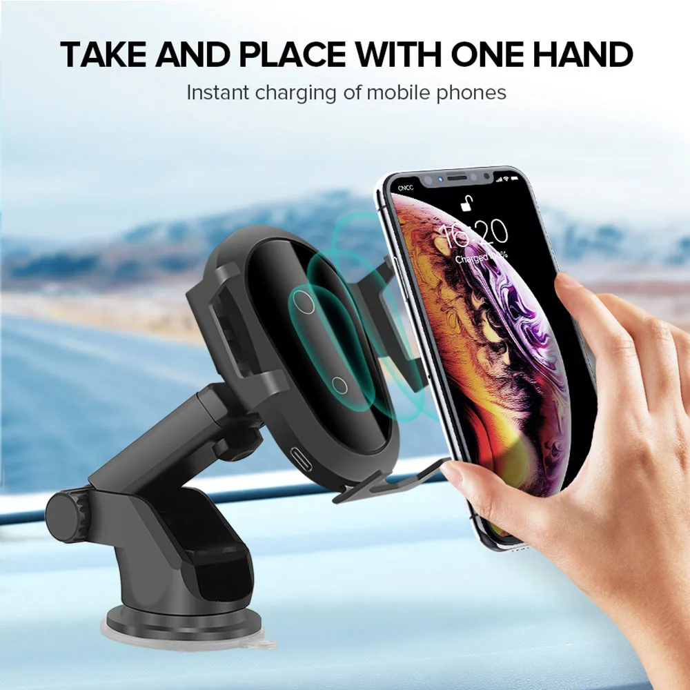10 W التلقائي سيارة لاسلكية شاحن تشى سريع شحن جبل قاعدة للآيفون XS XR X 8 سامسونج S10 S9 S8 الهواء تنفيس حامل هاتف