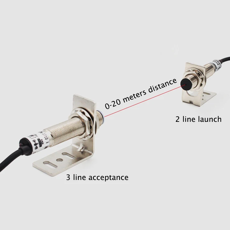 Interruptor fotoeléctrico de rayo láser, sensor infrarrojo npn, E3F-20L/20C1, 20 metros - Imagen 5