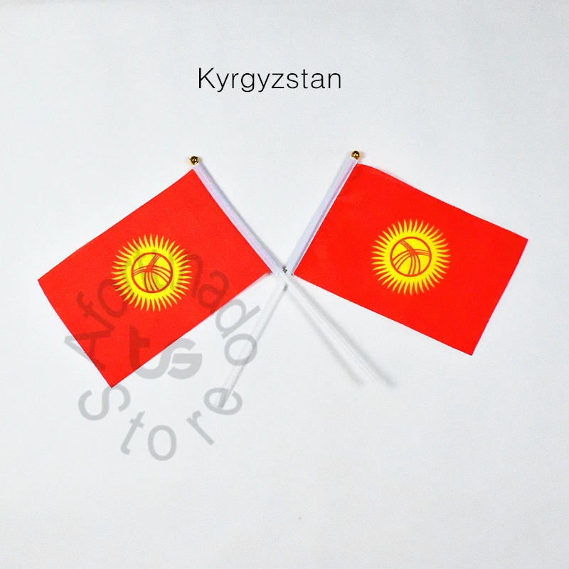 

Kyrgyzstan 14*21cm 10pieces Banner free shipping Hand waving Flag National Flag for meet,Parade,party.Hanging,decoration