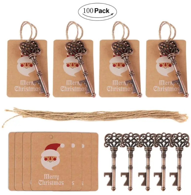 

100 pcs Santa Magic Key for Christmas Kids Gifts Pendants Xmas Tree Decorations Hanging Ornaments Drop Home Christmas Decoration