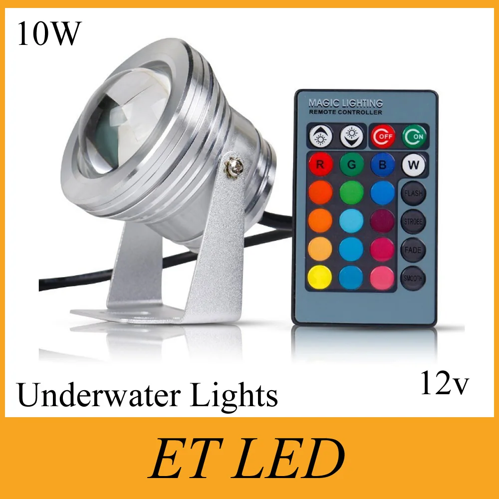 10w 12v RGB LED Underwater Light for Pond Fountain Garden 1000lm CREE
