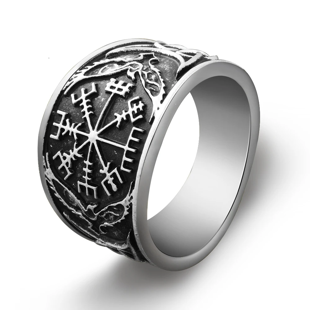 

Vegvisir Compass Ring Viking Men Ring Vintage Drop Shipping