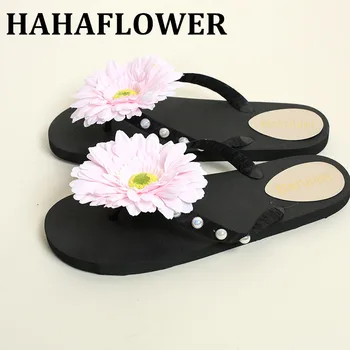 

HAHAFLOWER summer women slippers flower slipper beach thong slipper mules clogs garden shoes woman flats jelly sandals flip flop