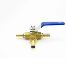 10 мм шланг Барб Трехходовой тройник Тип Т-порт латунный шаровой клапан для воды масла воздуха