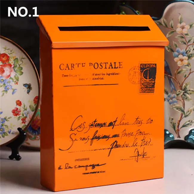 29 см* 22 см* 6 см, железный почтовый ящик в деревенском стиле, чехол для письма, газетный почтовый ящик для дома, винтажные почтовые ящики, почтовая коробка для хранения в доме, украшение - Цвет: Оранжевый