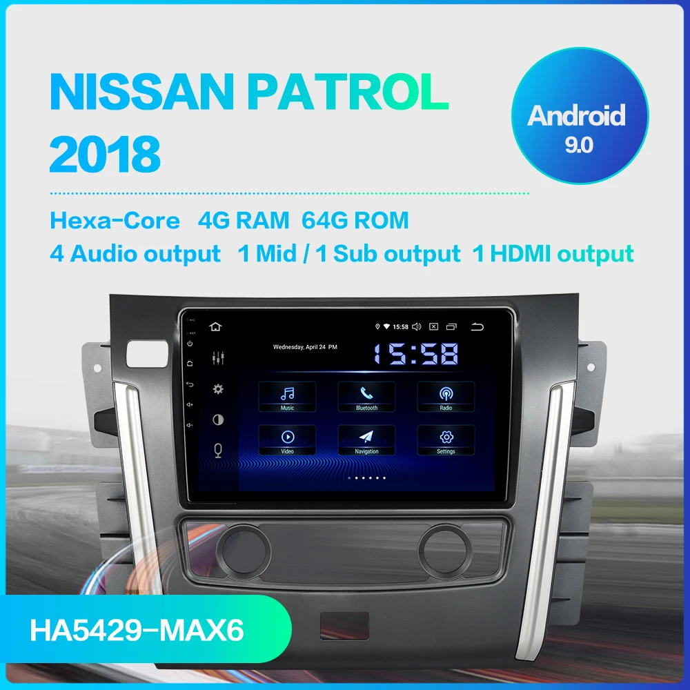 Dasaita радио авто Multimidia Android 9,0 для Nissan Patrol gps автомобиля Bluetooth 10," ips сенсорный экран 1024*600