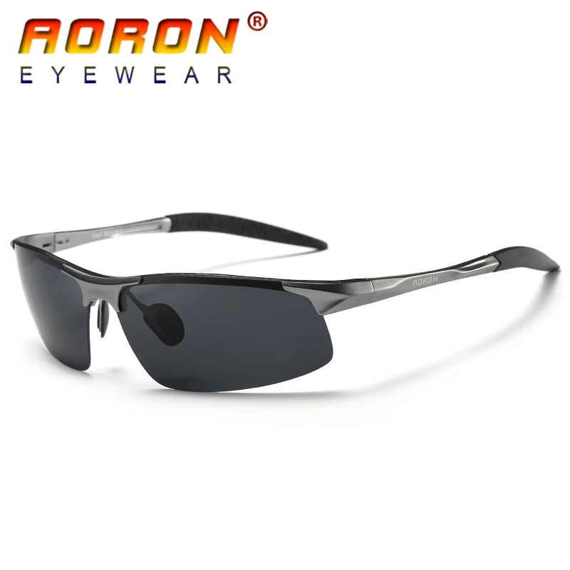 Aoron брендовые дизайнерские поляризованные очки из алюминиево-магниевого сплава, очки для вождения, мужские солнцезащитные очки, аксессуары, мужские очки - Цвет линз: grey frame black