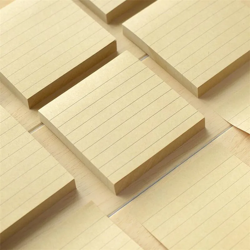 

80sheet Simple Kraft Paper Memo Pads Sticky Note Square Transverse Line Message Notebook Convenience