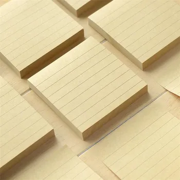 

80sheet Simple Kraft Paper Memo Pads Sticky Note Square Transverse Line Message Notebook Convenience