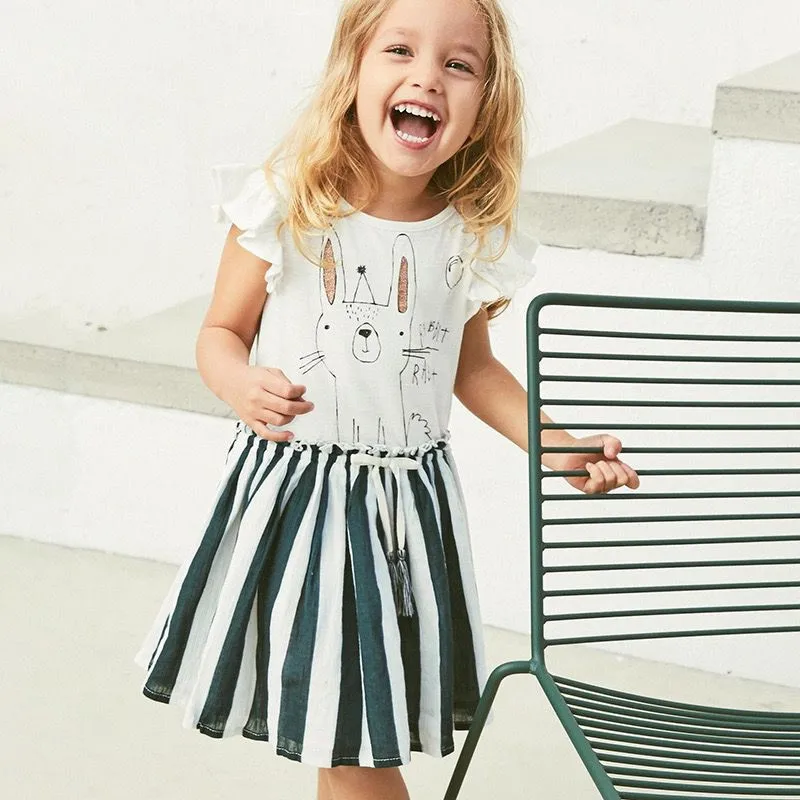 

Baby Children Toddler Princess Dress Kids Girls Dress Rabbit Printed Vestidos Children's Clothing Girls Summer Dresses