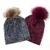 Geebro Winter Women's Pom Pom Rhinestones Beanie Hat and Neck Scarves Casual Casual Velvet Beanies Hat With Raccoon Fur Pompon