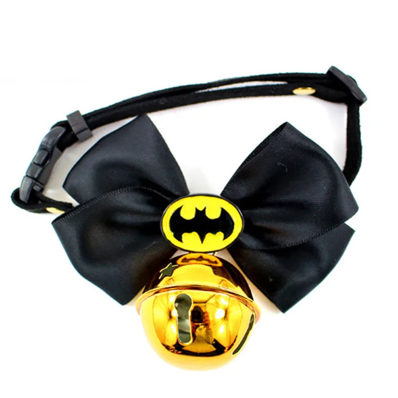 1 pcs Pet Cat Dog Collars With Bells Batman Superman Bowknot Necklace