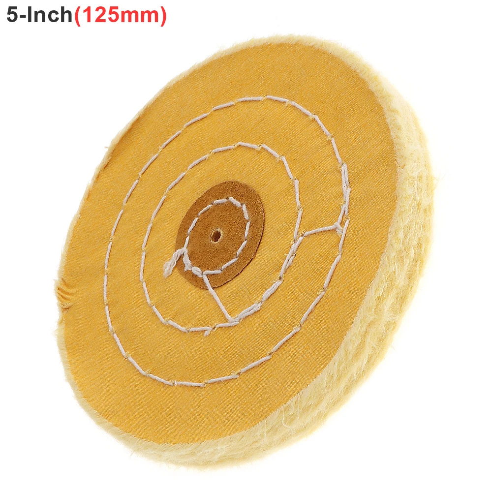 

5 Inch T-shaped Yellow Cotton Cloth Polishing Wheel Flannel Mirror Polishing Buffer Cotton Pad with 5mm Hole for Metal Polishing