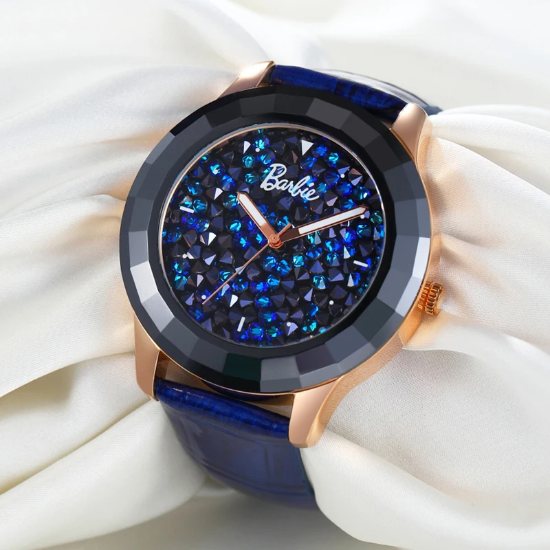 Женские наручные часы из натуральной кожи с ремешком Барби, роскошные брендовые часы, женские модные повседневные кварцевые наручные часы в классическом стиле часы со стразами
