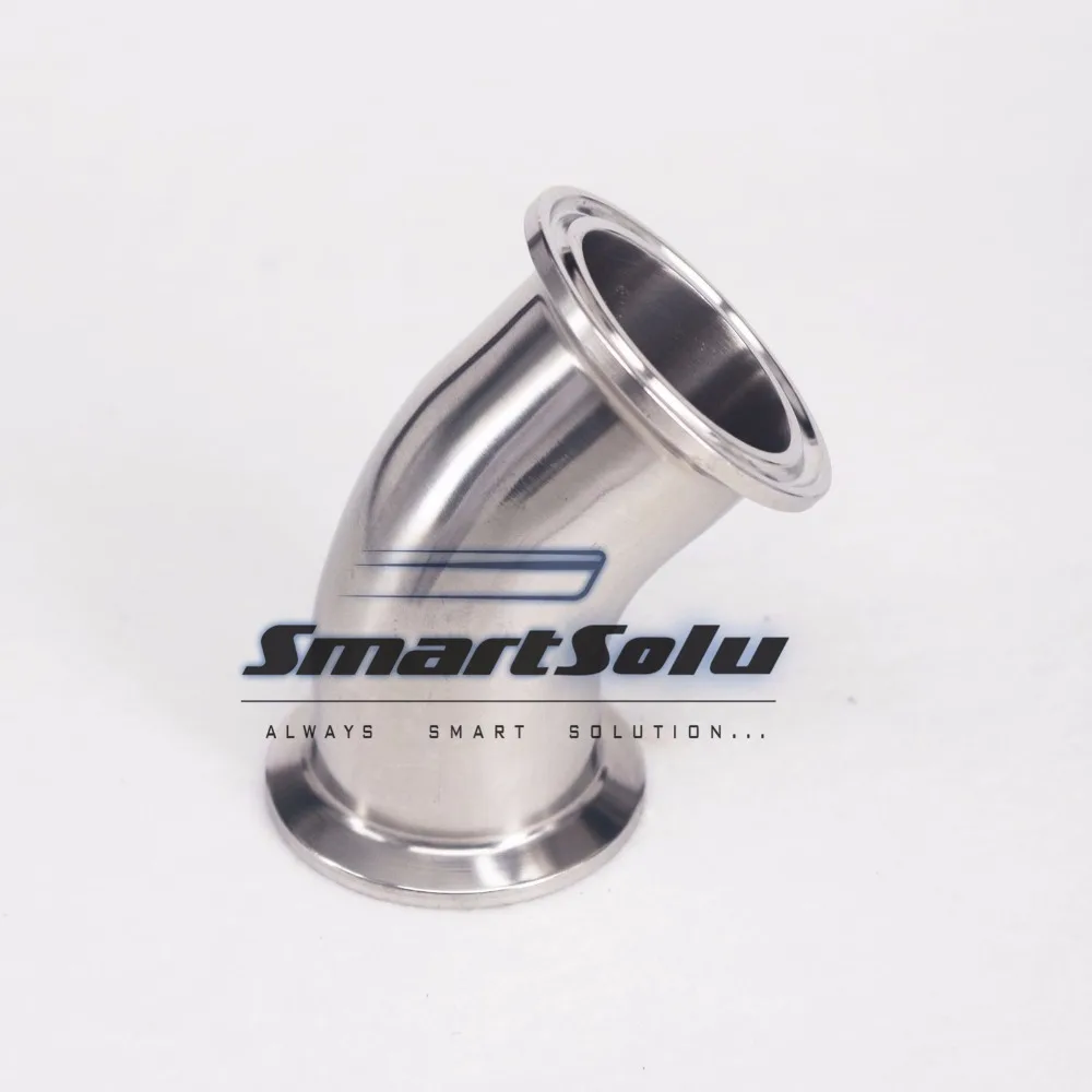 38mm-O-D-1-5-Tri-Clamp-304-Stainless-Steel-Sanitary-Ferrule-45-Degree-Elbow-Pipe
