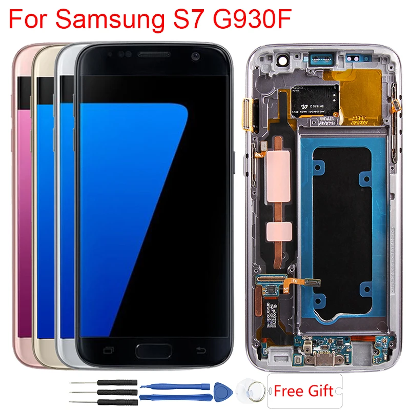 S7 AMOLED экран для samsung Galaxy S7 ЖК-дисплей с рамкой сенсорный экран в сборе дисплей для samsung S7 G930f ЖК
