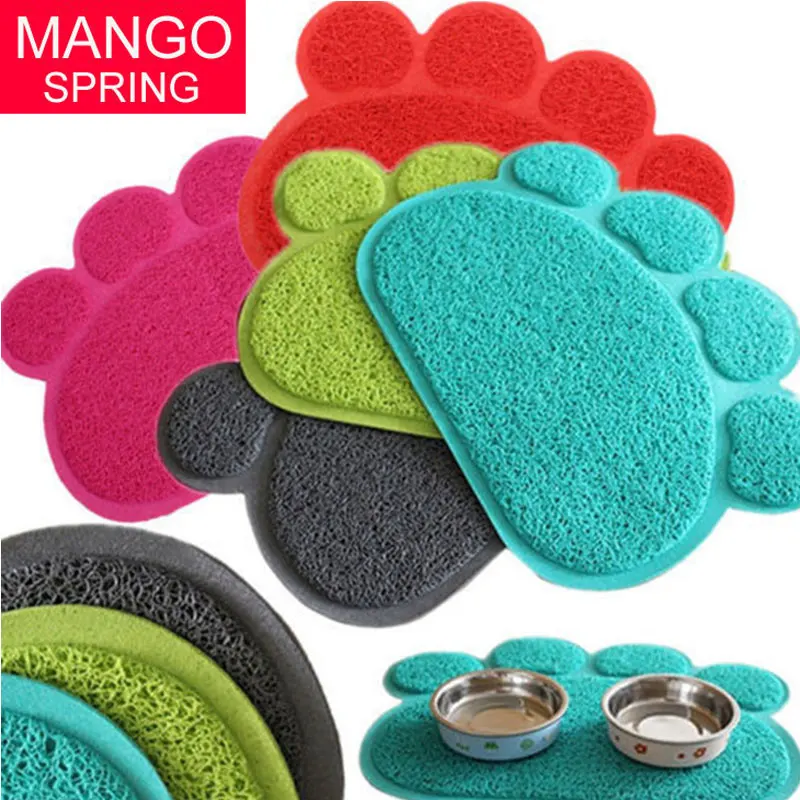 

Pet Dog Puppy Cat Feeding Mat Pad Cute Paw PVC Bed Dish Bowl Food Water Feed Placemat Wipe Clean Pet Cat Dog Accessories