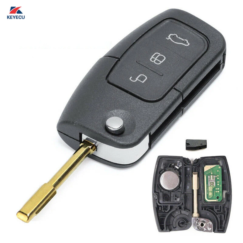 KEYECU Keyless Автомобильный Дистанционный ключ подходит для Ford Fusion Focus Mondeo Fiesta Galaxy автомобильный FO21 лезвие флип-ключ