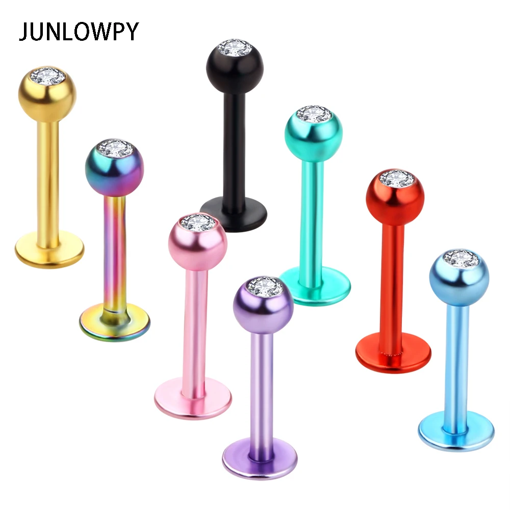 JUNLOWPY Labret Monroe Lip Ring mix 8 color 100pcs stainless steel body