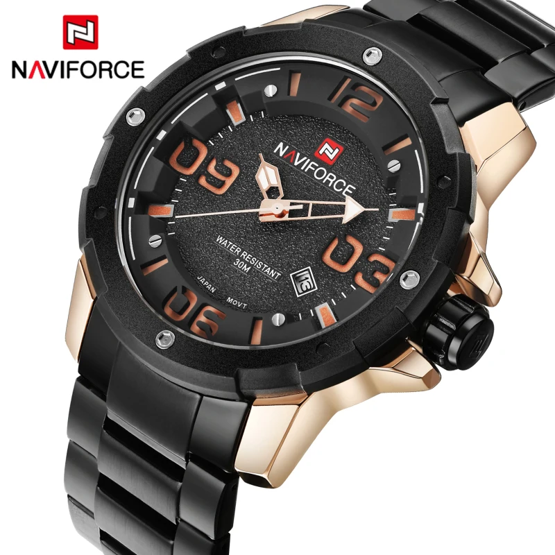 

Watches Men NAVIFORCE Brand Fashion Men Stainless Steel Watches Men's Quartz Waterproof Clock Man Army Military Wrist watch