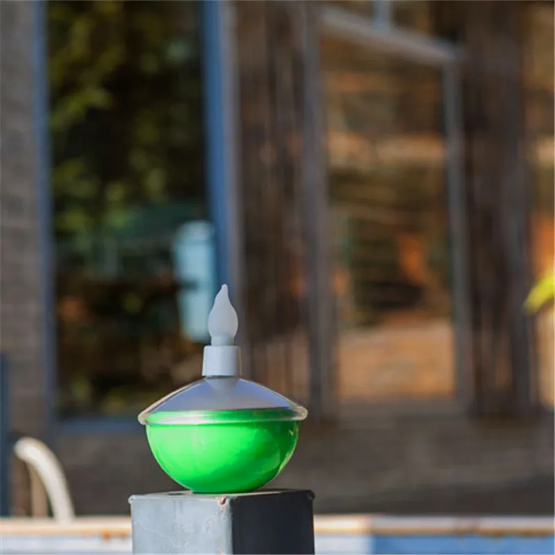 Waterproof LED Solar Powered Kerosene Pillar Lights Outdoor Bedside