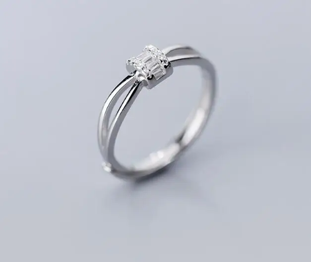 100% Аутентичные REAL.925 серебро ювелирные украшения двойными рядами циркония AAA + регулировать кольцо женская подарок GTLJ1576