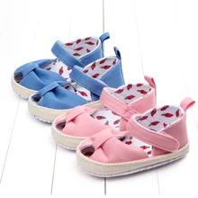 Бабочка-узел дышащая мягкая подошва холст новорожденных для маленьких девочек и мальчиков Обувь детские сандалии Prewalker