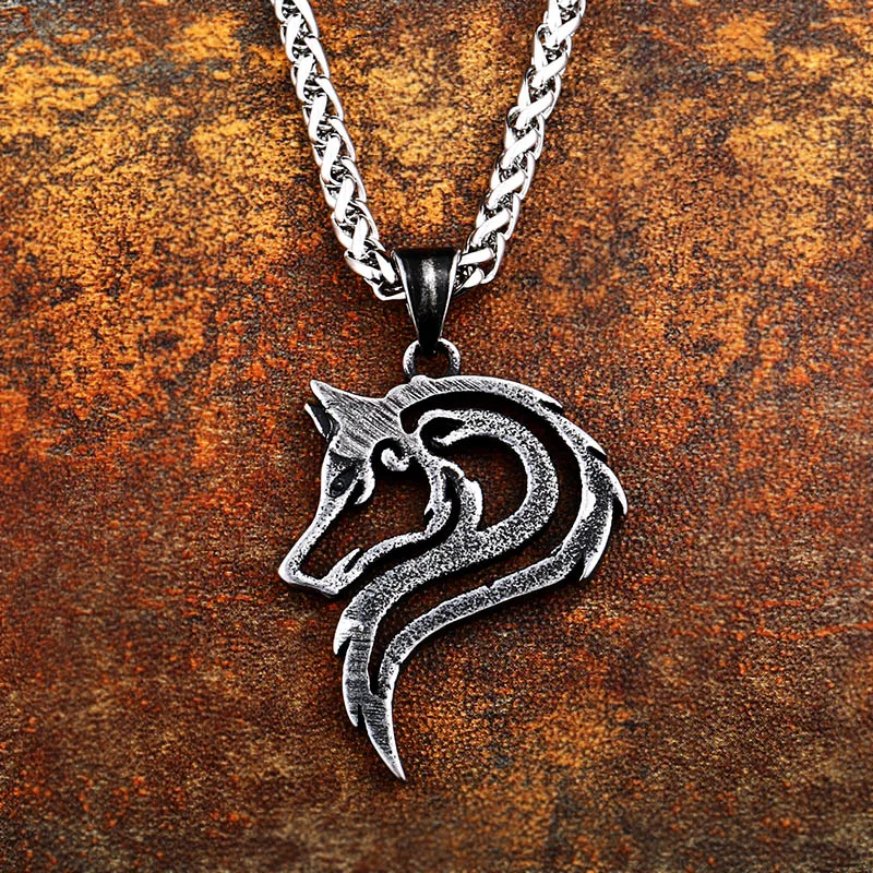 BEIER Punk 316L stainless steel new design howling wolf pendant necklace viking men celt Charm Fashion jewelry BP8-302