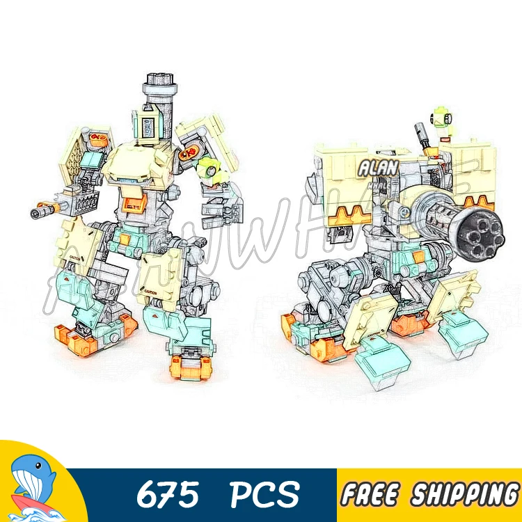 

675PCS Bastion Transform Robots Overwatching Games Heroes Figure Building Blocks Toys Compatible
