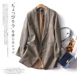 Новая женская одежда уличная Женская куртка, пальто женский костюм, пиджак в клетку женский корейский средний и длинный секционный цельный