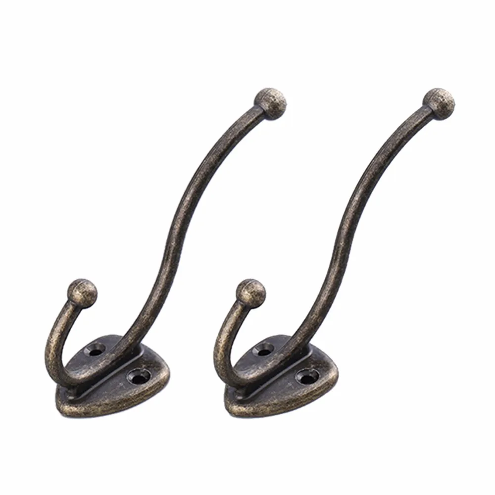 2pcs Hardware Antique Hook Vintage Metal Hooks Showcase Clothing Case