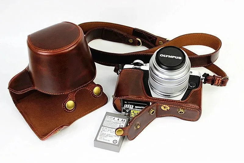 Роскошный чехол для камеры из искусственной кожи для Olympus OMD EM10 II EM10 Mark II(14-42 мм объектив) открытая батарея с ремешком