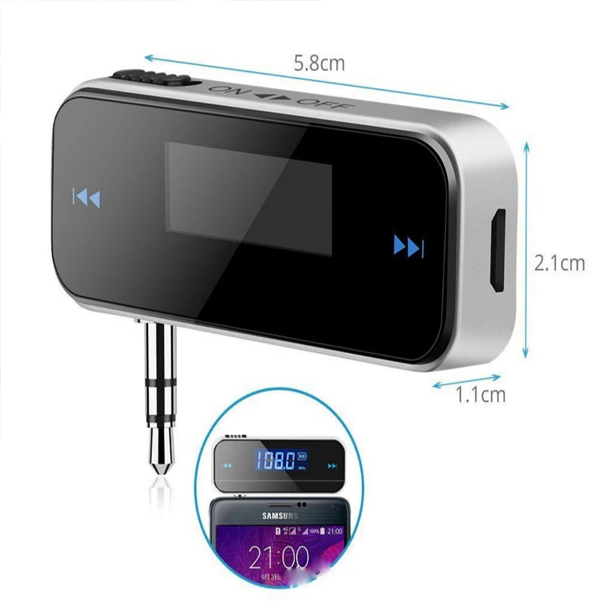 Беспроводной передатчик Elistooop 3,5 мм, музыкальный аудио ЖК-дисплей Diaplay, громкая связь для iPhone, iPod, samsung, мобильных телефонов, MP3 плееров, планшетов