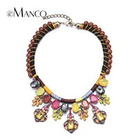 //Handmade necklace rope chain colorful crystal pendant// ethnic necklace luxury crystal inlaid bijoux femme eManco NL13562 - Окраска металла: ga color