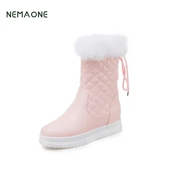 

NEMAONE 2018 fashion new arrive women boots round toe ladies boots black white pink ankle boots height increasing NEW
